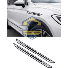 Otokap Universal Esnek Tampon R Line Yan Çamurluk Izgara Venti Parlak Siyah Piano Black Krom Detaylı 4 Parça Sağ-Sol