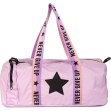 Icone Bag Kız Çocuk Yıldız Baskılı Spor Çanta, Yan Cepli Spor Çanta, Fermuarlı Detaylı Çocuk Spor Çanta