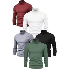 Glam Love 5 Adet   Kaşkorse Boğazlı Full Likralı Fitilli Body Kazak