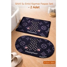 Aşkana Sihirli Paspas 2’li Set 57,5X38 Cm, Su Emici, Kaymaz Tabanlı, Banyo,duş,mutfak,lavabo,balkon Kapısı Paspası – Siyah Teddybear Desenli