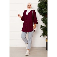 SVS Önden Düğmeli Kimono Gömlek Bordo