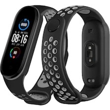 Epilons Mey Ithalat® Mi Band 6 Spor Delikli Kordon - Siyah-Gri