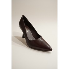 Modayak Burak Acı Kahve Cilt Ince & Yüksek Topuk Sivri Burun Topuklu Ayakkabı