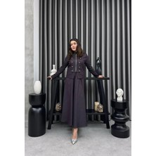 Cardella Lorena Yazlık Ince Denim Ceketli Etek Takım – Metal Düğme Detaylı, Dik Yaka, Mevsimlik Şık Tesettür Uyumlu Kombin