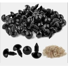 Kreatif Örgü Amigurumi Siyah 10 mm Vidalı Göz Kilitli 49-50 Çift (98-100 Adet)