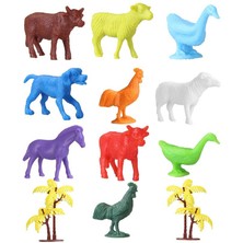 isiltikidsmoda 676 Toy Play 12 Parça Renkli Mini Çiftlik Hayvanları Figür Seti 4-6 cm