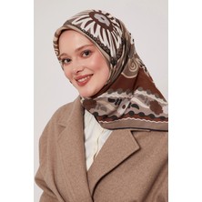 Levidor Royal Eşarp Etnik Desen Siyah Vizon