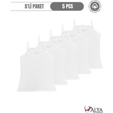 Alya Underwear Kız Çocuk - Garson Ip Askılı %100 Pamuklu Atlet Kalpli Jakarlı Kumaş 5\'li Paket