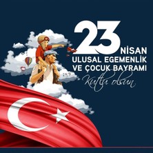 23 Nisan Panosu, 23 Nisan Kutlu Olsun Afiş 200X250CM Ekleme Dikişli Kumaş Okul Panoları, Etkinlik Fon,