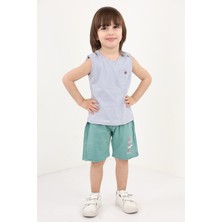Toontoy Erkek Çocuk 2'li Takım Baskılı Bisiklet Yaka Tişört & Beli Lastikli Şort