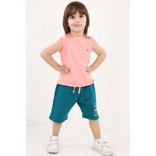 Toontoy Erkek Çocuk 2'li Takım Baskılı Bisiklet Yaka Tişört & Beli Lastikli Şort