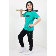 Toontoy Erkek Çocuk 2'li Takım Baskılı Kapüşonlu Fermuarlı Cepli Sweatshirt & Beli Paçası Lastikli Cepli Jogger Eşofman Altı - 2 Iplik