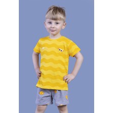 Toontoy Erkek Çocuk 2'li Takım Baskılı Bisiklet Yaka Tişört & Beli Lastikli Cepli Şort