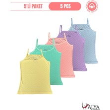 Alya Underwear Kız Çocuk - Garson Ip Askılı %100 Pamuklu Atlet Kalpli Jakarlı Kumaş 5\'li Paket