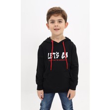 Toontoy Erkek Çocuk Relax Fit Kapüşonlu Cepli Baskılı Sweatshirt - 2 Iplik