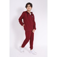 Toontoy Erkek Çocuk 2'li Takım Baskılı Kapüşonlu Fermuarlı Sweatshirt & Beli Paçası Lastikli Cepli Jogger Eşofman Altı - 2 Iplik