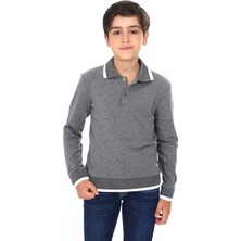 Toontoy Erkek Çocuk Regular Fit Polo Yaka Baskılı Sweatshirt - 2 Iplik