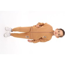 Toontoy Erkek Çocuk 2'li Takım Baskılı Dik Yaka Fermuarlı Sweatshirt & Beli Paçası Lastikli Cepli Jogger Eşofman Altı - 3 Iplik Şardonlu