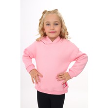 Toontoy Kız Çocuk Oversize Kapüşonlu Düşük Omuz Baskılı Sweatshirt - 3 Iplik Şardonlu