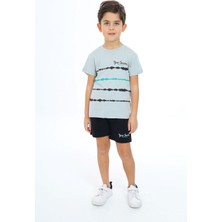 Toontoy Erkek Çocuk 2'li Takım Baskılı Bisiklet Yaka Tişört & Beli Lastikli Şort