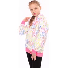 Toontoy Kız Çocuk Oversize Kapüşonlu Düşük Omuz Baskılı Sweatshirt - 2 Iplik