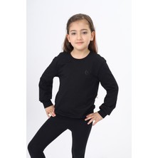 Toontoy Kız Çocuk Relax Fit Bisiklet Yaka Nakış Baskılı Sweatshirt - 2 Iplik