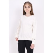 Toontoy Kız Çocuk Relax Fit Bisiklet Yaka Baskılı Sweatshirt - 2 Iplik
