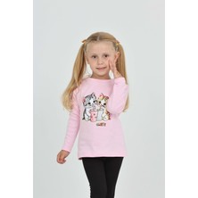 Toontoy Kız Çocuk Regular Fit Bisiklet Yaka Baskılı Sweatshirt - TK24803