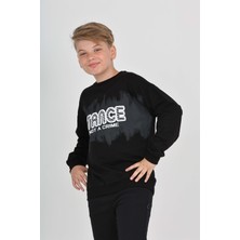 Toontoy Erkek Çocuk Relax Fit Bisiklet Yaka Baskılı Sweatshirt - 2 Iplik