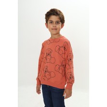 Toontoy Erkek Çocuk Relax Fit Bisiklet Yaka Düşük Omuz Baskılı Sweatshirt - 2 Iplik