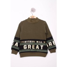 Toontoy Kız Çocuk Relax Fit Dik Yaka Düşük Pano Baskılı Sweatshirt - 2 Iplik