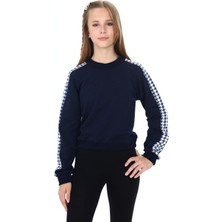 Toontoy Kız Çocuk Relax Fit Dik Yaka Düşük Omuz Kolu Garnili Sweatshirt - 2 Iplik