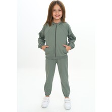 Toontoy Kız Çocuk 2'li Takım Kapüşonlu Cepli Reglan Kol Sweatshirt & Beli Paçası Lastikli Cepli Jogger Eşofman Altı - 2 Iplik
