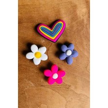 Birikiyedi Jibbitz Terlik Süsü 4 Lü Set kalp çiçek