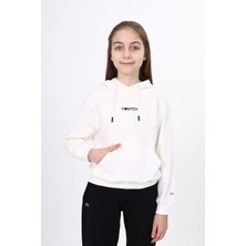 Toontoy Kız Çocuk Oversize Kapüşonlu Cepli Düşük Omuz Baskılı Sweatshirt - 2 Iplik
