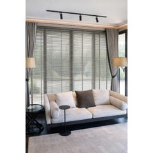 Açık Gri 50MM %100 Gerçek Ahşap Jaluzi Perde Redüktörlü Zincir Mekanizmalı Ofis/ev Tüm Mekanlar