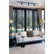 Antrasit 50MM %100 Gerçek Ahşap Jaluzi Perde Redüktörlü Zincir Mekanizmalı Ofis/ev Tüm Mekanlar