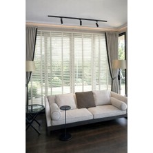 Ekru 50MM %100 Gerçek Ahşap Jaluzi Perde Redüktörlü Zincir Mekanizmalı Ofis/ev Tüm Mekanlar