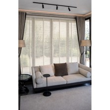 Kırık Beyaz 50MM %100 Gerçek Ahşap Jaluzi Perde Redüktörlü Zincir Mekanizmalı Ofis/ev Tüm Mekanlar