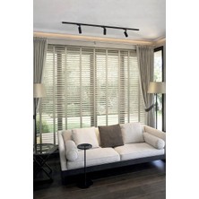 Kum Beji 50MM %100 Gerçek Ahşap Jaluzi Perde Redüktörlü Zincir Mekanizmalı Ofis/ev Tüm Mekanlar