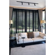 Siyah 50MM %100 Gerçek Ahşap Jaluzi Perde Redüktörlü Zincir Mekanizmalı Ofis/ev Tüm Mekanlar