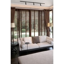 Koyu Ceviz 50MM %100 Gerçek Ahşap Jaluzi Perde Redüktörlü Zincir Mekanizmalı Ofis/ev Tüm Mekanlar