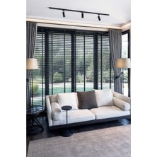 Kurşuni Gri 50MM %100 Gerçek Ahşap Jaluzi Perde Redüktörlü Zincir Mekanizmalı Ofis/ev Tüm Mekanlar