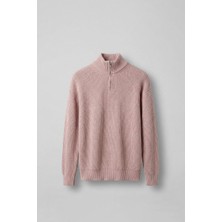 Abluka Online Erkek Oversize Yarım Fermuarlı Kazak Pembe