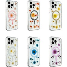 Epilons Mey Ithalat® Iphone 14 Kılıf Daisy Simli Magsafe Kapak - Mor