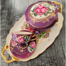 Manushum El Boyama Porselen 3 Ayaklı Limoges Kutu-Mor