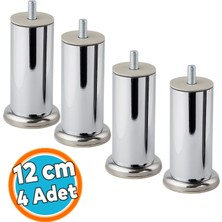 Nzb (4 Adet) Metal Mobilya Ayağı Modern Dayanıklı Koltuk Kanepe Tv Ünitesi M8 Civata Krom Gümüş 12 cm Kalın 51 mm