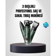 Epilons Mey Ithalat® 3D Akıllı Kesim Teknolojili Şarjlı Tıraş Seti – 3 Başlıklı, Paslanmaz Çelik Bıçaklı