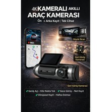 Conio 4K 4g Akıllı Araç Kamerası Dash Cam 2 Kamera, Ön Arka Kayıt, Canlı Izleme, Gps, Park Modu, Sos, Gece Görüş