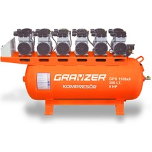 Grayzer 300 Lt Sessiz ve Yağsız Hava Kompresörü 6 Kafa